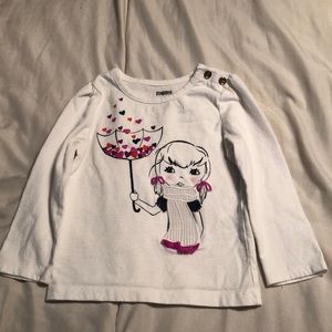 Gymboree, white long sleeve shirt, size 18-24 months